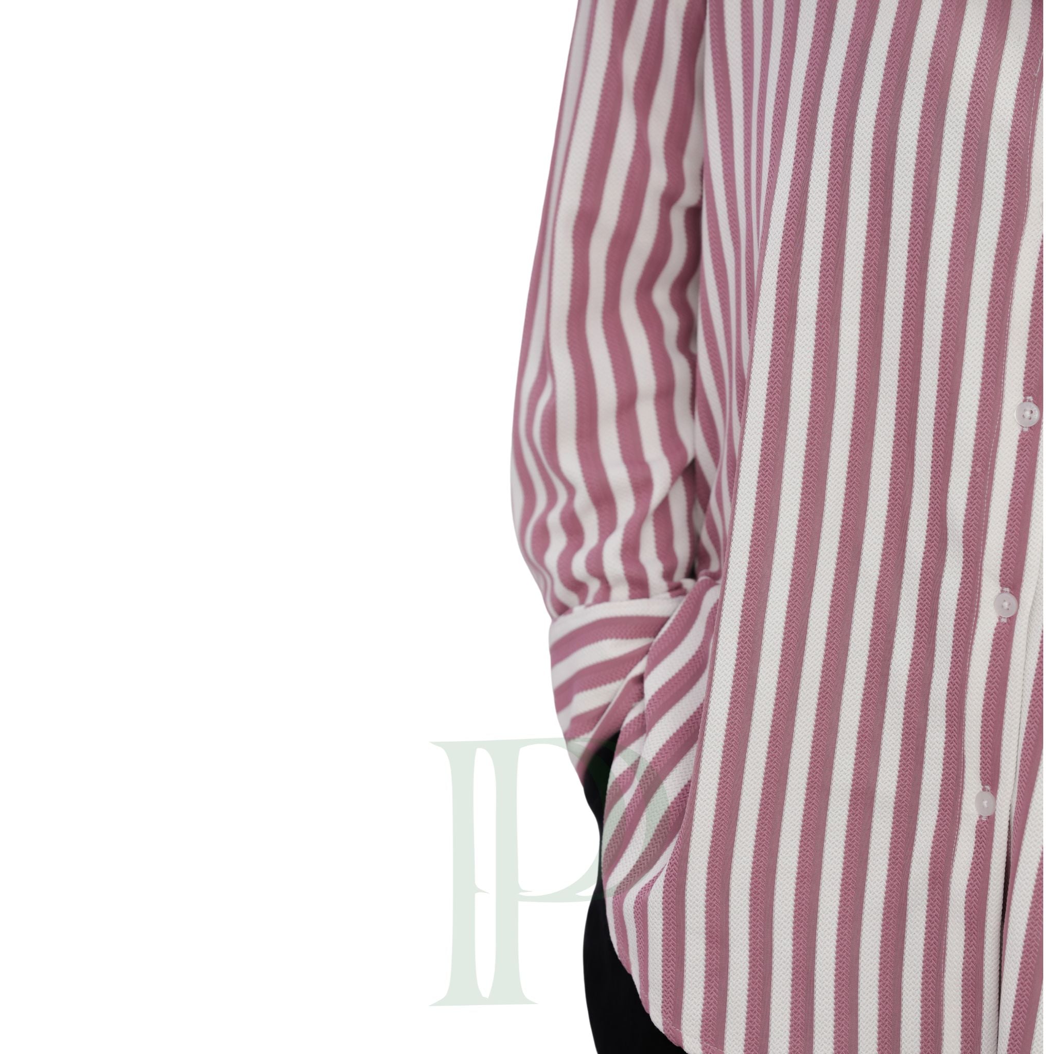 Women Pink & White Striped Shirt