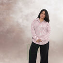 Women Pink & White Striped Shirt