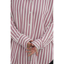 Women Pink & White Striped Shirt