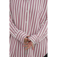 Women Pink & White Striped Shirt