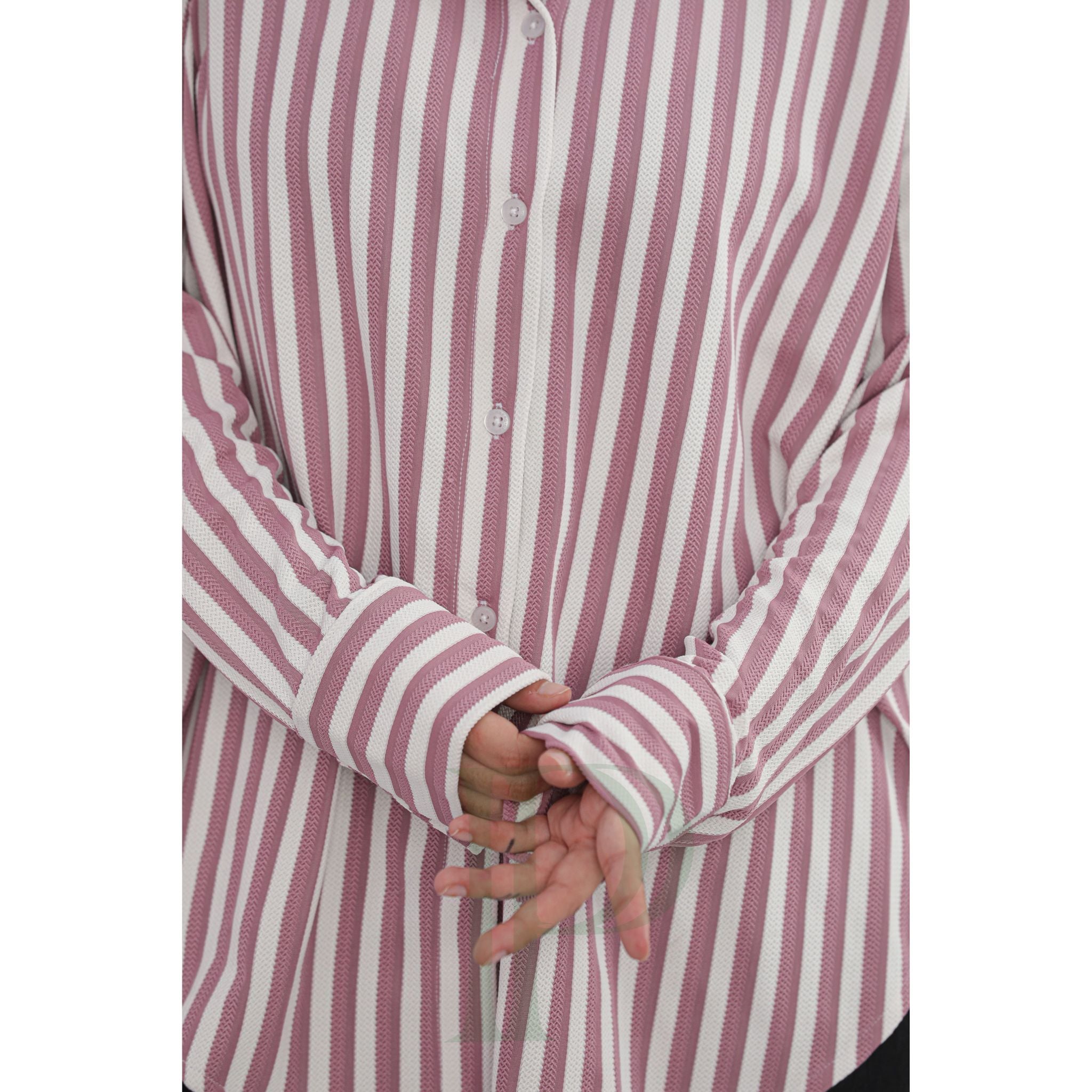 Women Pink & White Striped Shirt