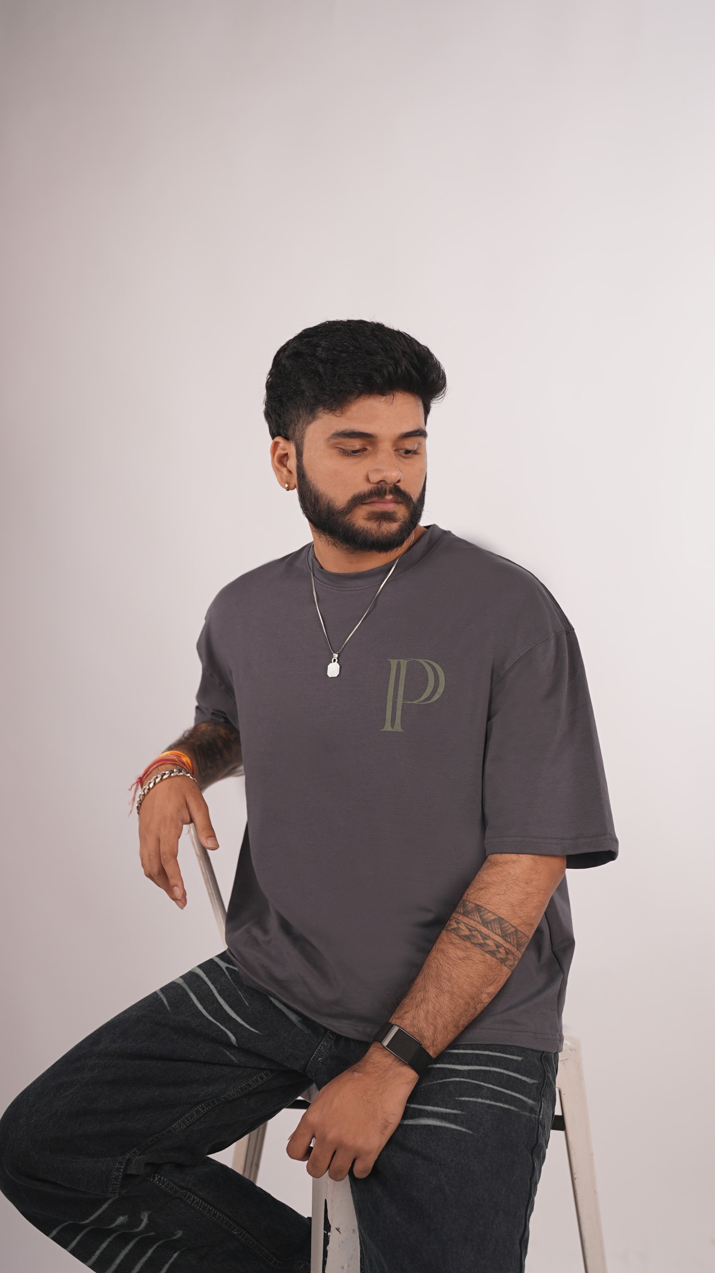 Prazie Grey Back Heavy Stitch Tshirt