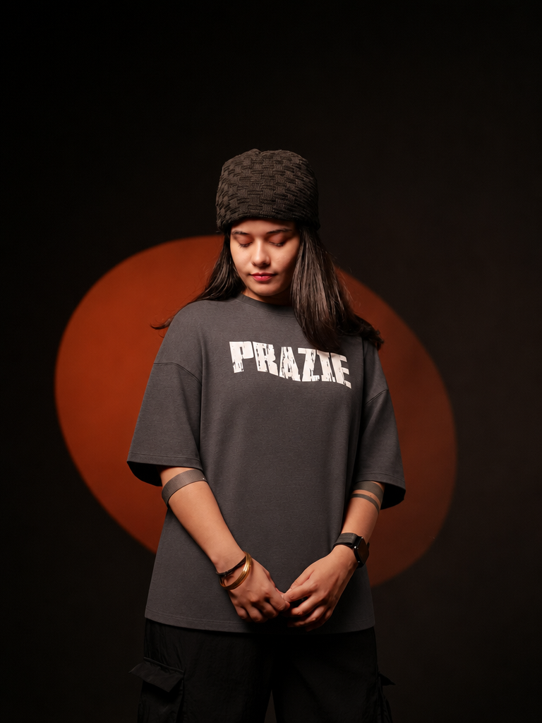 Prazie Grey Oversized Tshirts