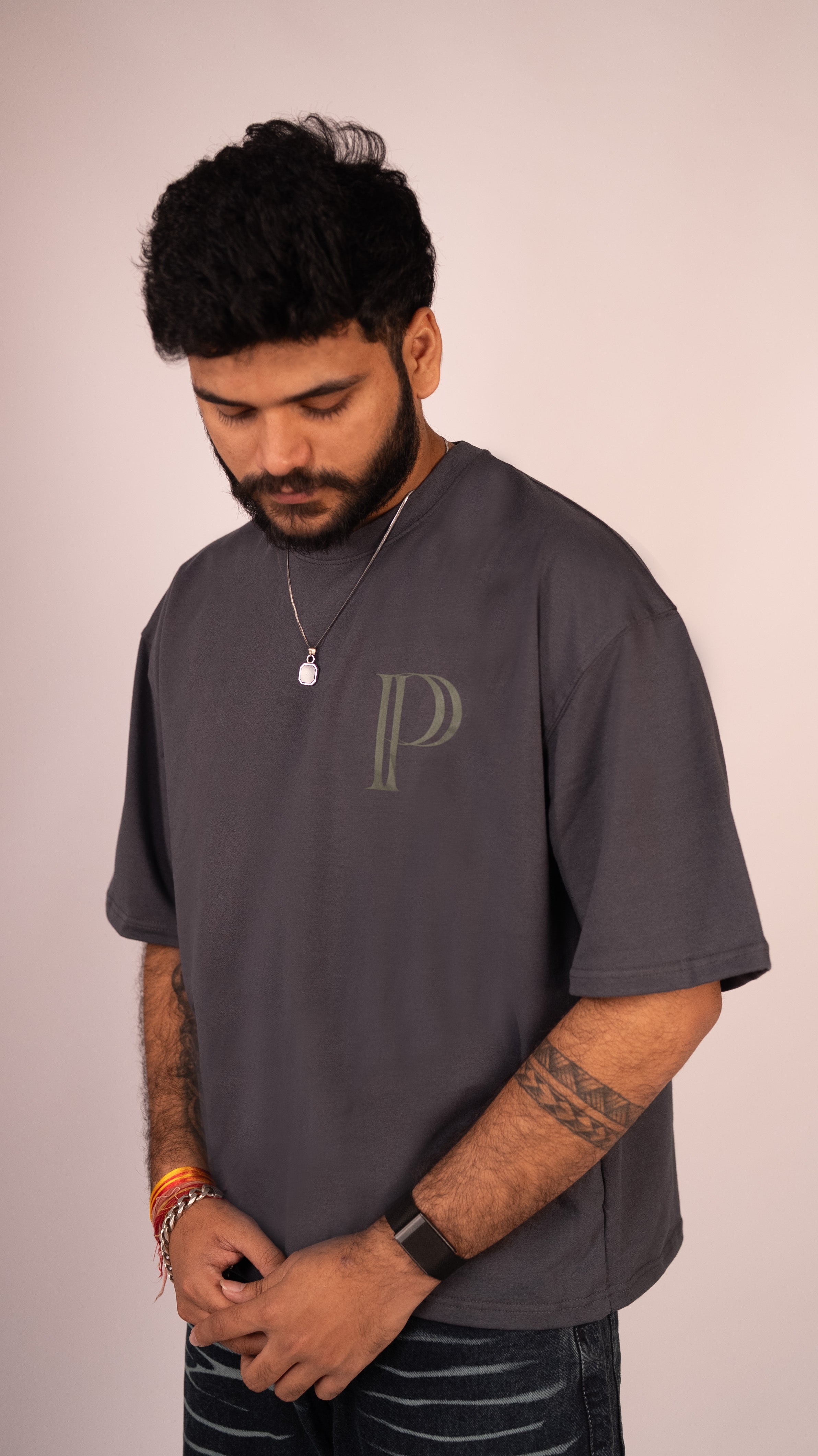 Prazie Grey Back Heavy Stitch Tshirt
