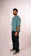 Prazie Teal tshirt Contrast with Backprint