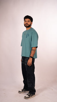 Prazie Teal tshirt Contrast with Backprint