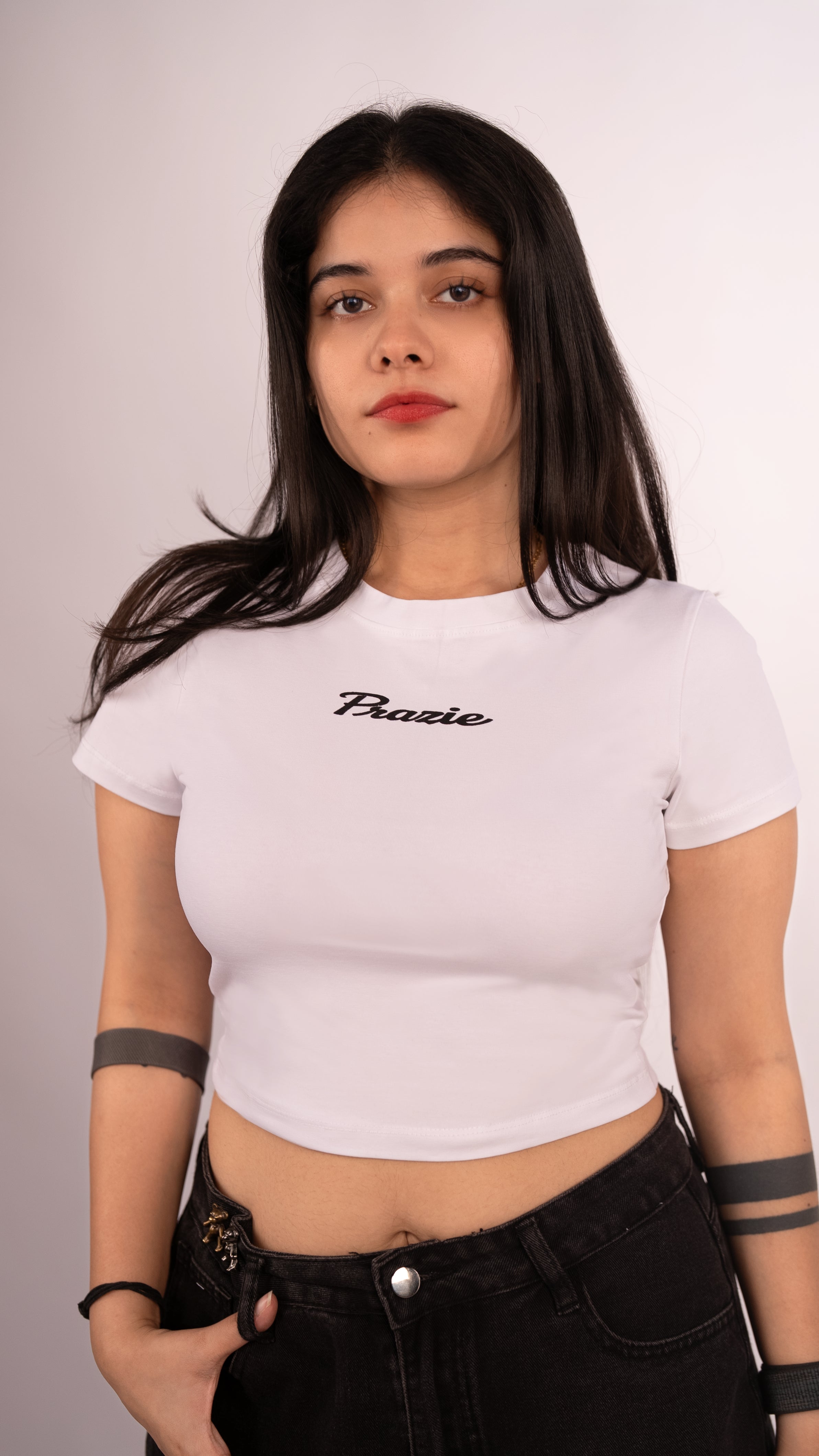 Prazie Signature White Crop Top
