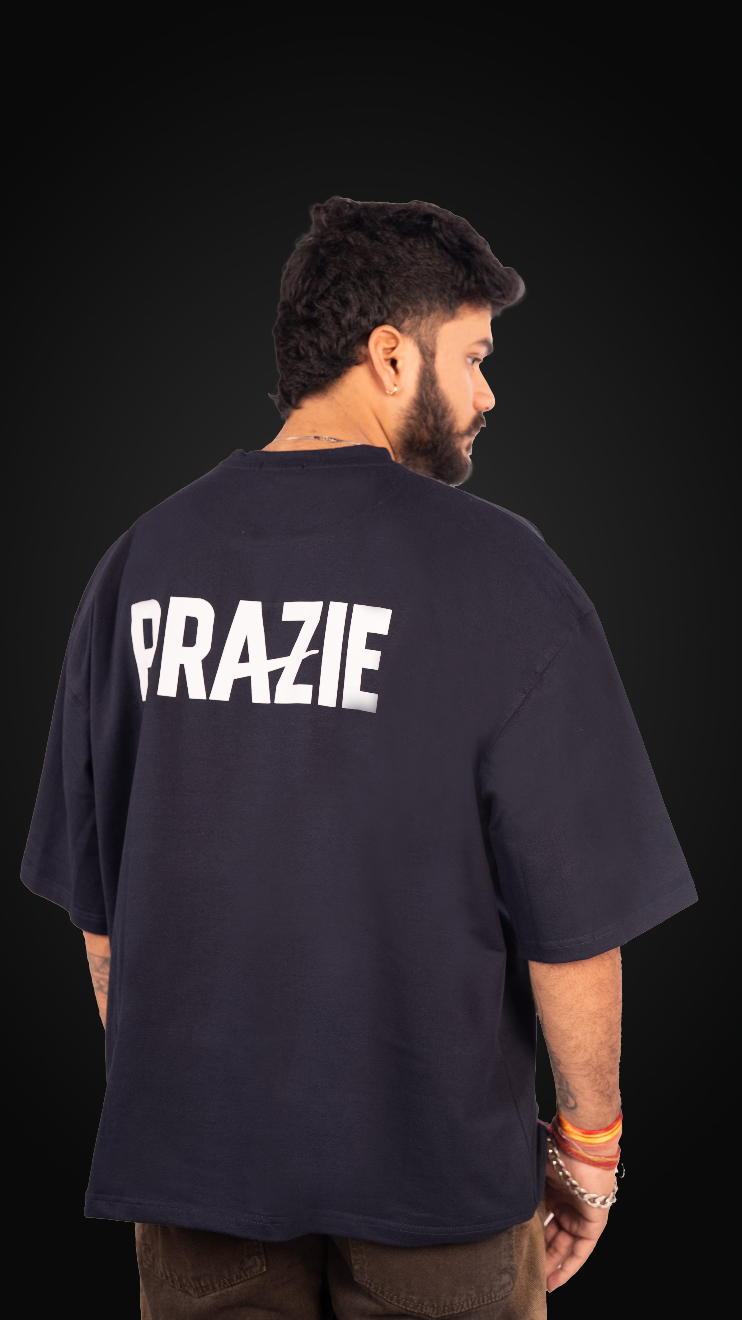 Prazie Dark Navy blue tshirt Contract logo with back print